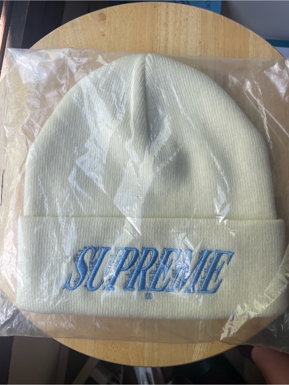 Supreme Natural Cream Cuffed Beanie with Subtle Stitching